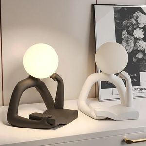 Figurina de pensador lunar diseño moderno decoración del hogar figura abstracta escultura estética decoración de dormitorio adornos de escritorio nocturno 231221
