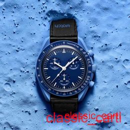 Moon White Bioceramic Planet Moon Quarz Watch Mission to Moonshine Gold Mercury Full Function Chronograph Luxury Heren Paar Joint Name Polshipes MoonSwatch