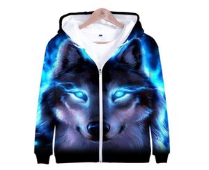 Moon Wolf Sudadera con capucha de gran tamaño con estampado 3D para hombre y mujer, sudadera Harajuku, ropa de calle, chaqueta con capucha con cremallera de Hip Hop, chándal para hombre 5014577