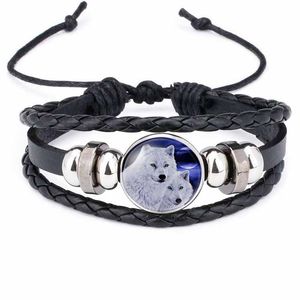 maan wolf armband touw verstelbare tijd edelsteen glazen cabochon wrap armbanden manchetten vrouwen kinderen mode sieraden