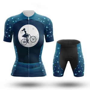 Lune femmes été cyclisme maillot ensemble à manches courtes VTT cyclisme vêtements respirant vtt vélo vêtements porter costume V27