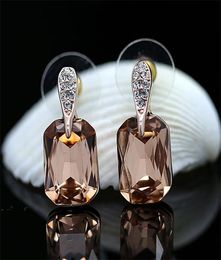 Moonrocy Rose Gold Color Crystal Earring Champagne Square Bruine Sieraden voor vrouwen Gift Drop Whole 2110091563425