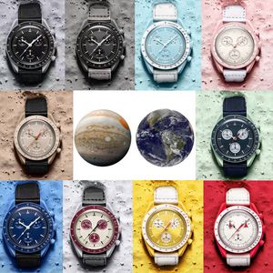 Moons horloges Bioceramic Planet herenhorloge met doos Full Function Quarz chronograaf horloges Hoge kwaliteit designer horloges 42 mm Real Black Limited Edition