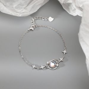 Moonstone armband 925 Sterling zilveren maanfase verstelbare armbandster Cosmic Planet Jewelry Gifts for Women Girls