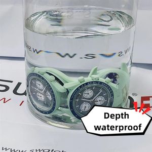Moonswatch – montre en plastique pour hommes, mouvement à quartz, SO33G100, Mission sur Terre, cadran vert et bleu, 42mm, avec boîte, L22437