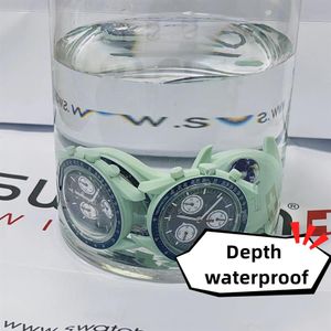 Moonswatch Mouvement à quartz en plastique Montre pour homme SO33G100 Mission to Earth 42mm Cadran bleu vert avec boîte L2221o