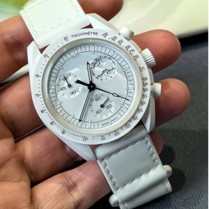 Moonwatch Designer Mission to the Moon Watch Air King Plastics Movement kijkt luxe keramische planeet Montre Limited Edition Master Moonswatch White