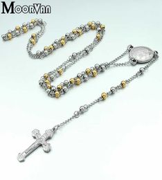 COLLANA Moorvan, perline religiose punk 60 cm 4 mm in acciaio inossidabile per uomo con ciondoli e collane, a forma rotonda VRN733258143