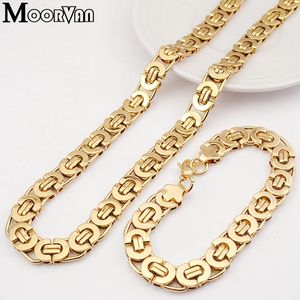 Moorvan – ensemble de bijoux en acier inoxydable pour hommes et femmes, ensemble de colliers et bracelets byzantins égyptiens, largeur de 11mm, 240118