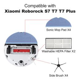 Tips de vadrouille pour Roborock S7 Maxv Ultra S7 Pro Ultra Accessories S7 MAXV plus latérale principale Brosse HEPA Filtre Dust Cleander