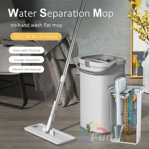 Mops 2023 Vadrouille de séparation d'eau propre avec seau 32 cm 360 rotatif lavage mains libres outils de nettoyage de sol faciles à domicile 231013