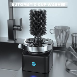 Fregonas Enjuagadora automática de tazas Lavadora potente para fregadero de cocina Limpiador de biberones de acero inoxidable con cepillo 230906