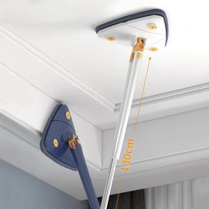 MOPS Strekbare driehoek MOP 360 ° Roteerbare Squeeze Mop Vloerreiniging Nat en droog 130 cm Huisvloer Plafond Windows Reinigingsgereedschap 230512