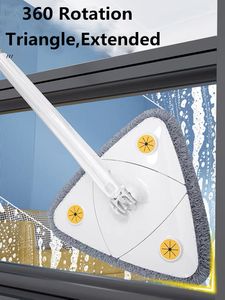 Mops Extended Triangle Mop 360 Twist Squeeze Wringing XType Fenster Glas Toilette Badezimmer Boden Haushaltsreinigung Decke Staubwischen 230724
