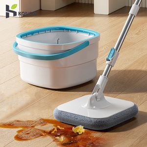 Mops Flat rotating mop and bucket set cleaning water and separation mop non squeezing mop floor cleaning household cleaning tools 230412