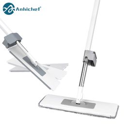 Mops plat knijpen met vouwemmer hand gratis wassen microfiber vervangende kussen automatische spin vloer huishoudelijke reiniging 230510