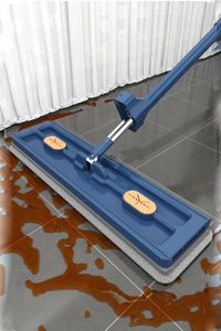 Mops Floor Clean Plat Grand Seau de vadrouille Selfclean Ménage Humide Sec Squeeze Microfibre Pad Fenêtre Outil Grattage Bande 42CM 231009
