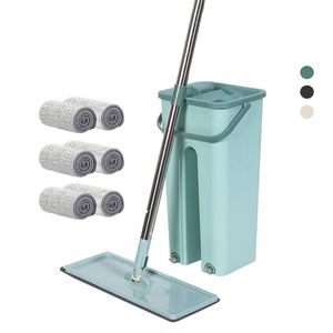 Mops vloer met emmer luie handshandjes squeeze dweil huis keuken huishouden schoonmaken 360 roterend nat of droog gebruik 230721