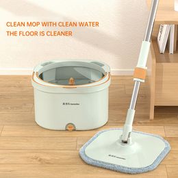 MOPS HUISHOUDEN Draagbare roterende dweildekselsdruk Absorberend droog en natte dual-use platte dweil set 360 graden roteerbare dweil reiniging gereedschap 230512