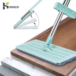 Mops Konco Magic Squeeze Flat Mop Hand Gratis wassen Microveiber dweil voor wassen Vloer Home Reinigingsgereedschap Badkameraccessoires 230302