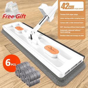 Mops Grote Platte Mop Zonder Handen Wassen Microvezel Vloer Knijp Nat Droog Absorberend Voor Huisreiniging Vloeren Tegels Gereedschap 231215