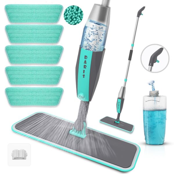 Fregonas Magic Floor Cleaning Sweeper Escobas con almohadillas de microfibra 360 ° Rotación Flat Spray Floor Mop Escoba para limpiar el hogar Spin Mop 230512