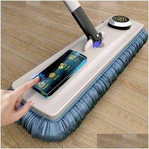 Mops Magic Squeeze Squeeze Mop Microfibre Spin and Go Flat pour le lavage du sol Outil de nettoyage de la maison Accessoires de salle de bain 210423 Drop DHL7W
