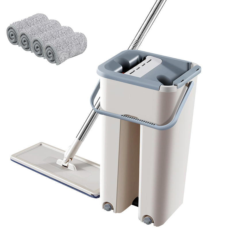 Mops Mop Cloth مع دلو لا يوجد نظام تنظيف ذاتي مكتوبة يدويًا.