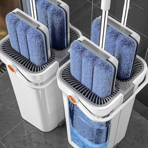 Mops Mop magic Floor Squeeze squeeze vadrouille avec seau plat seau rotatif vadrouille pour laver le sol maison nettoyage nettoyant facile 2023new Z0601