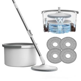 Dweilen Dweilen Vloerreiniging Waterscheiding 360 Spin Mop met emmer Microvezel Lui Geen handwas Automatische ontwatering Knijpbezem 230726