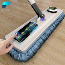 Mops Peisi Magic Zelfreinigende Squeeze MicroFiber Spin en ga plat voor het wassen van vloer Home Cleaning Tool Badkameraccessoires 230510