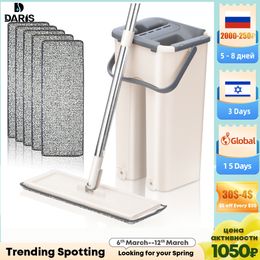 MOPS SDarisB Magic Automatische spin MOP Vermijd handwas ultrafine vezelreinigingsdoek huis keuken houten vloer luie collega -dop 230311