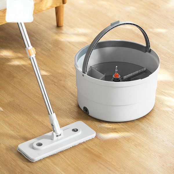 Vadrouilles Spin Mop avec seau HandFree Lazy Squeeze Automatic Magic Floor SelfCleaning Nano Microfiber Cloth Square 230731