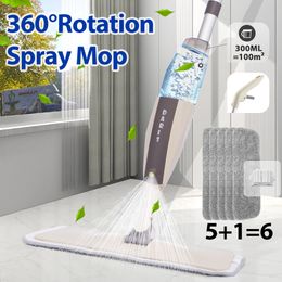Mops Spray Floor Mop avec tampons en microfibre réutilisables Poignée à 360 degrés pour le nettoyage de carreaux de céramique en bois stratifié de cuisine à domicile 230728