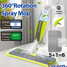 MOPS Spray Mop Broom Set Magic Flat voor vloer Home Reinigingsgereedschap bezems huishouden met herbruikbare microfiber pads roterende druppel leveren dhyw8