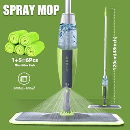 Mops Spray Mop Broom Set Magic Flat pour sol outil de nettoyage de la maison balais ménage avec tampons en microfibre réutilisables rotatifs 231216