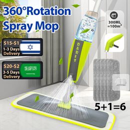 Vadrouilles Spray Mop Broom Set Magic Flat for Floor Home Cleaning Tool Balais Ménage avec Tampons en Microfibre Réutilisables Rotatifs 230728