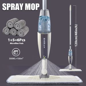 Mops Spray Mop Broom Set Magic Flat pour sol outil de nettoyage de la maison balais ménage avec tampons en microfibre réutilisables rotatifs 231215