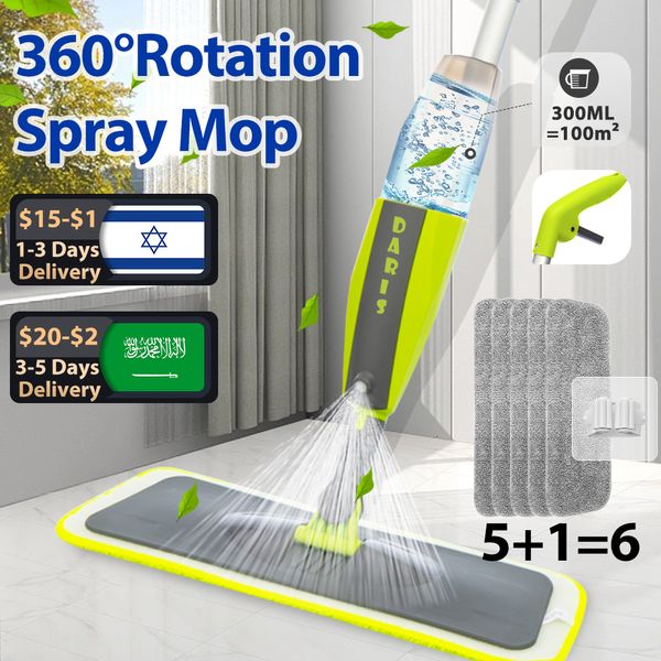 Vadrouilles Spray Mop Broom Set Magic Flat for Floor Home Cleaning Tool Balais Ménage avec Tampons en Microfibre Réutilisables Rotatifs 230531