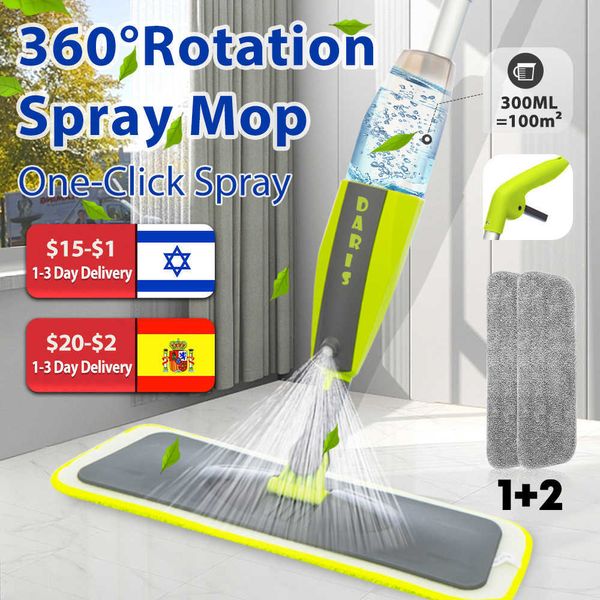 Mops Spray Mop Broom Set Magic Flat Vaft For Floor Home Nettaiteur Tool Brooms Maison avec des coussinets de microfibre réutilisables Rotation de vadrouille Z0601
