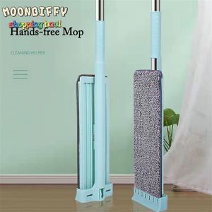 Mops Squeeze Mop Vloer Mops Herbruikbare microvezel pads Handvrije wasvrij was 360 graden schoonmaken plat MOP HUISHOUDEN Zelfreinigingsgereedschap 230327