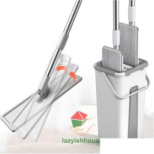 Mops Squeeze Mop avec seau sol propre tête chiffon ER nettoyage ménager carreaux de mur magique 230504 livraison directe maison jardin Housekee Dhxi6