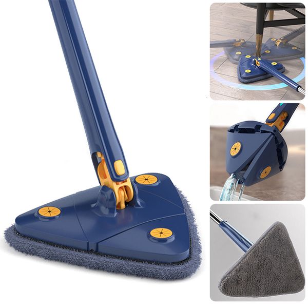 Mops Triangle Mop 360 Giratorio Extensible Ajustable 110 Cm Fregona de limpieza para bañera Azulejo Piso Fregona de limpieza de paredes Fregona de limpieza profunda 230607