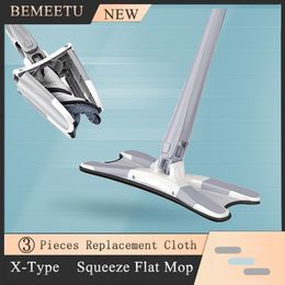 MOPS X-Type Squeeze Flat Hand-Free 360 ​​Spin Lazy Floor met 3 stks MicroFiber Pads Droog nat voor huishoudelijke keukenreinigingsgereedschap 230510