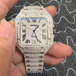 MOQ 1 Reloj mecánico de diamantes Ice out vvs Moissanite barato personalizado