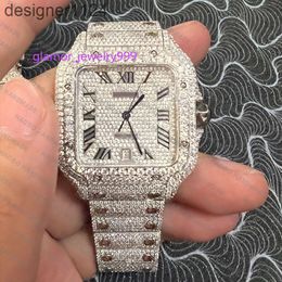 MOQ 1 Reloj de marca con incrustaciones de diamantes de moda mecánica con diamantes de moissanita Vvs Ice Out barato personalizado
