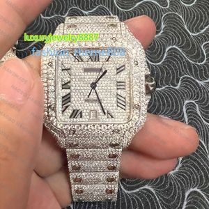 MOQ 1 Aangepast goedkoop Ice out vvs Moissanite diamanten mechanisch horloge