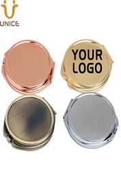 MOQ 100 pièces personnaliser LOGO Portable voyage maquillage miroir de poche argent Rose or petit sac à main miroirs pour Lady4259765