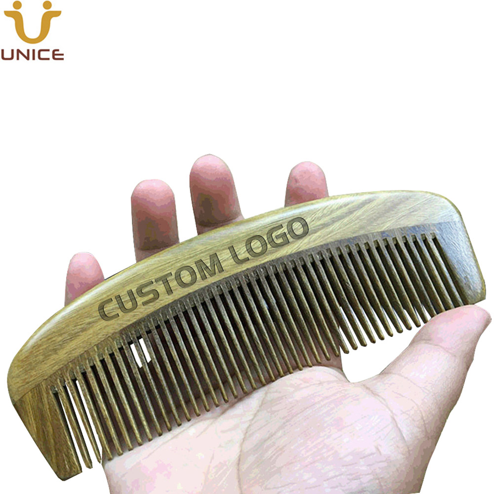 MOQ 100 PCS Customized LOGO Big Size Beard Comb Anti-Static Hair Combs Handmade Premium Natural Black SandalWood Wood Brush for Men Women