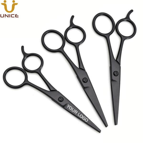 MOQ 100 pcs LOGO personnalisé ciseaux noirs pour les cheveux du visage barbe moustache moustaches barbiche et poils ciseaux de coupe en acier inoxydable